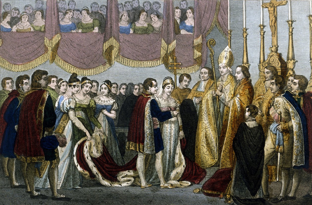 Cerimônia de casamento entre Napoleão I e Maria - Luísa dos Habsburgos na igreja dos Agostinhos em Viena, 2 de abril de Unknown artist