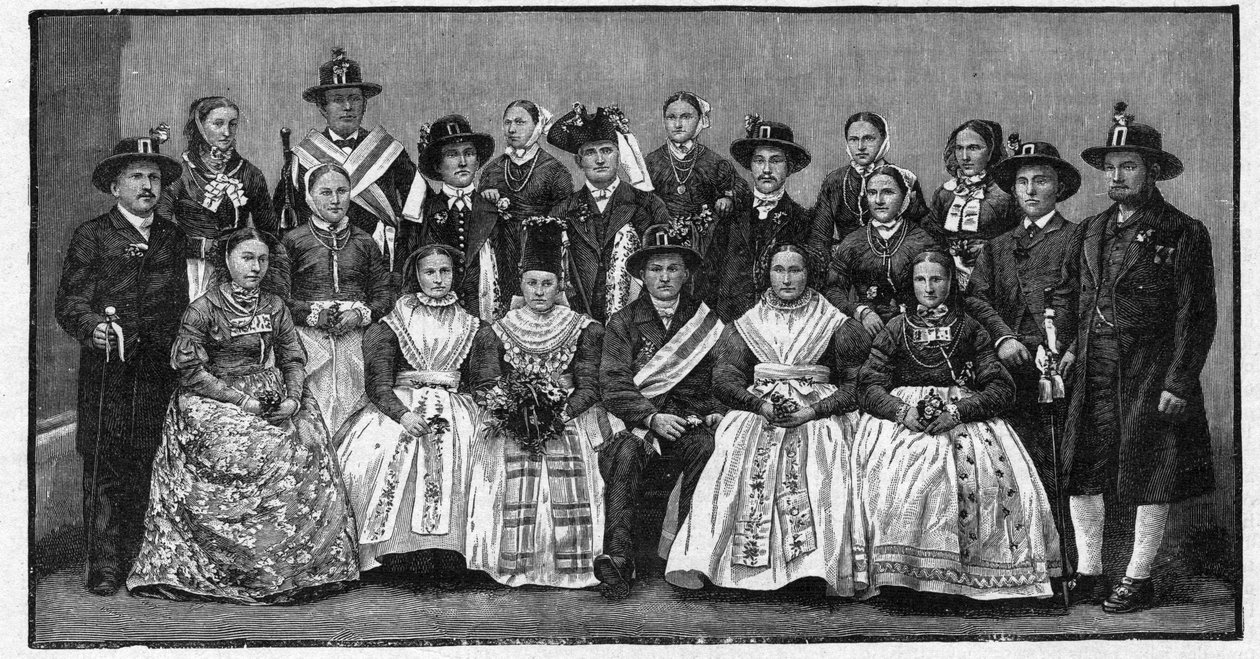 Festa de casamento Wendic (Wends) - gravura 1897 - Wendes (eslavos que vivem na Alemanha Oriental) de Unknown artist