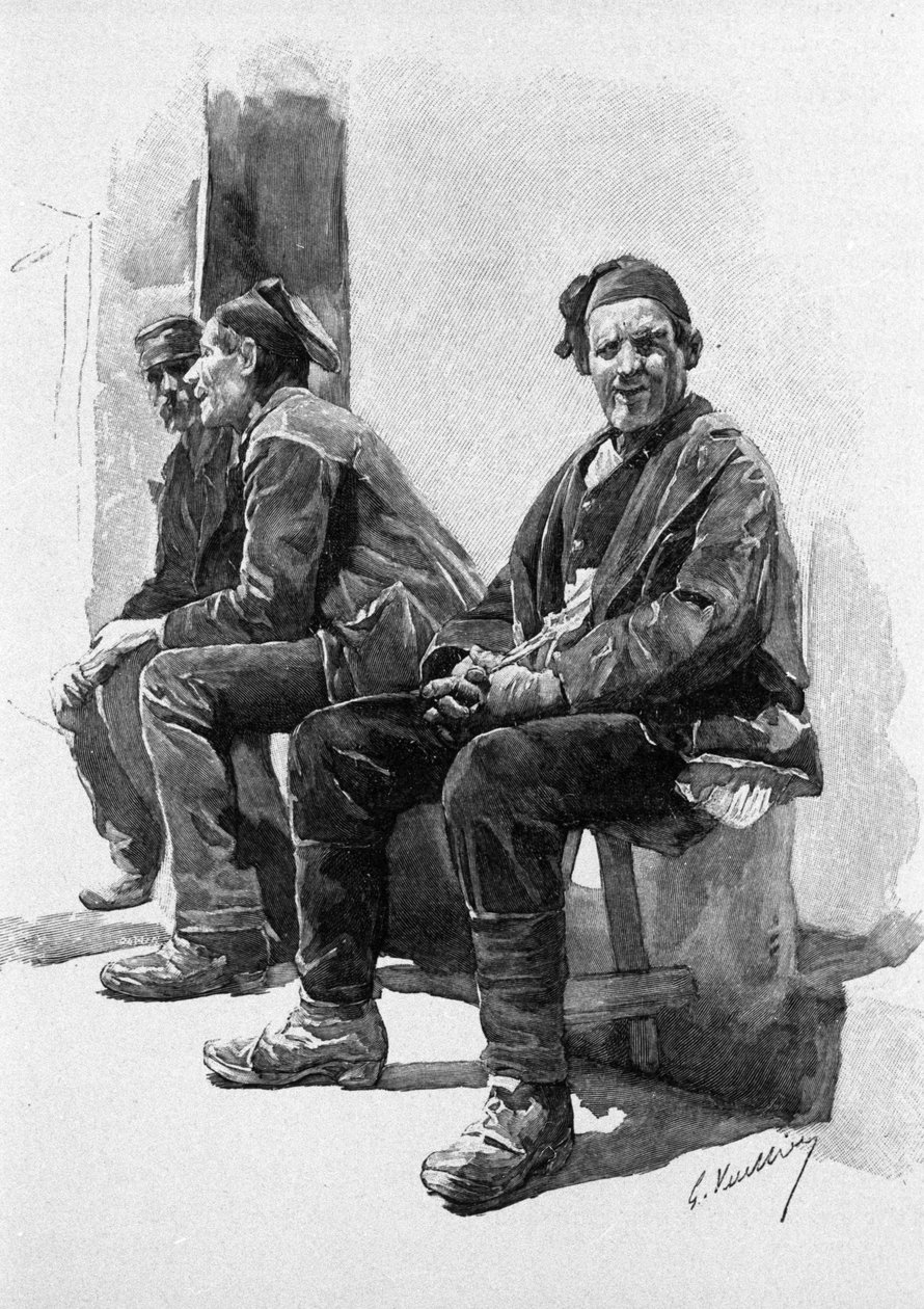 Enquanto se espera pelo tempo da colheita: os camponeses descansam. Gravura do século XIX na Sicília de Unknown artist
