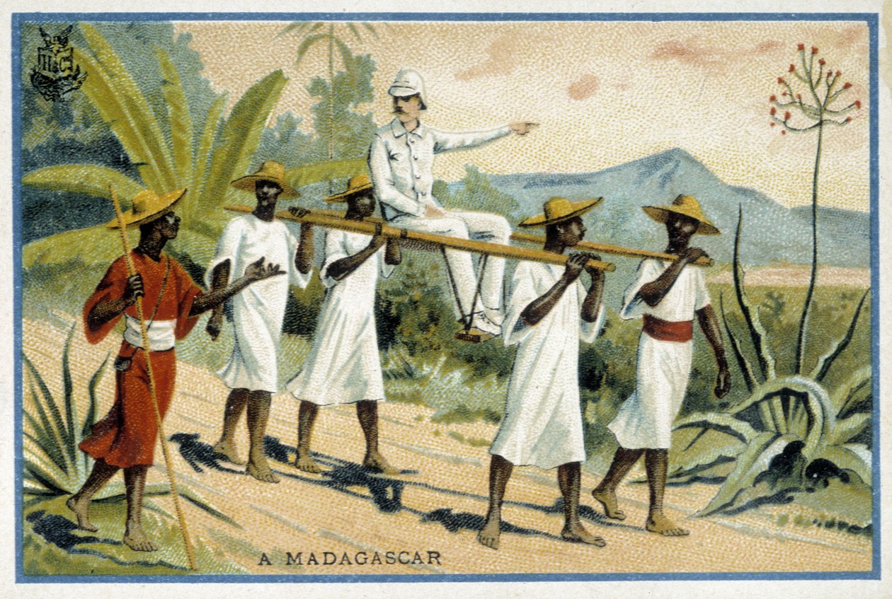 Colo branco sobre cadeira de rodas, Madagascar - Chromo de Unknown artist