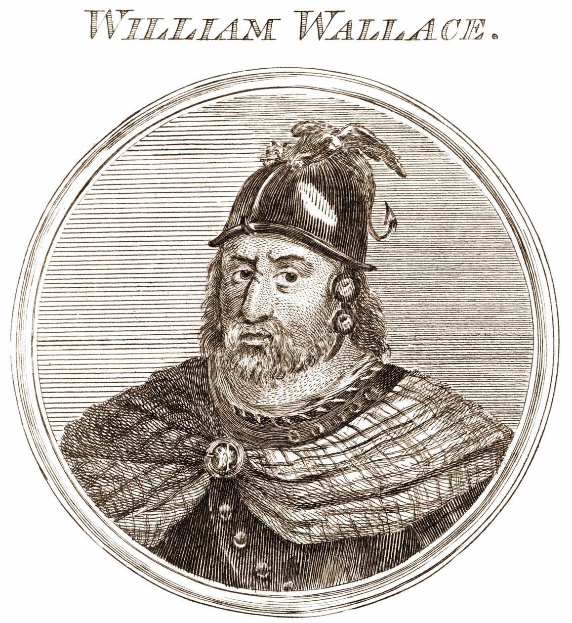 William Wallace. Chef escocês 1270-1305.Gravura século 19 de Unknown artist