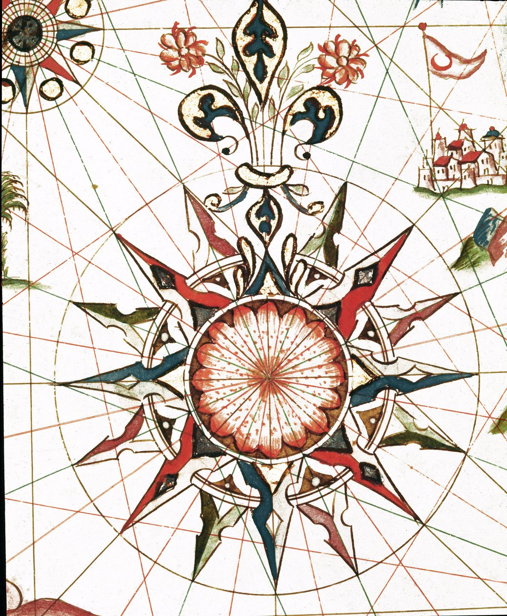 Rosa do Vento (Detalhe do portulano de Castellini de Unknown artist