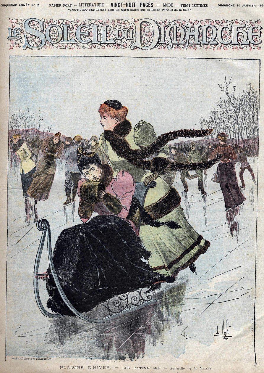 Diversão de Inverno. Os patinadores. A aguarela do Sr. Vallet para o sol de domingo. 10 de Janeiro de Unknown artist