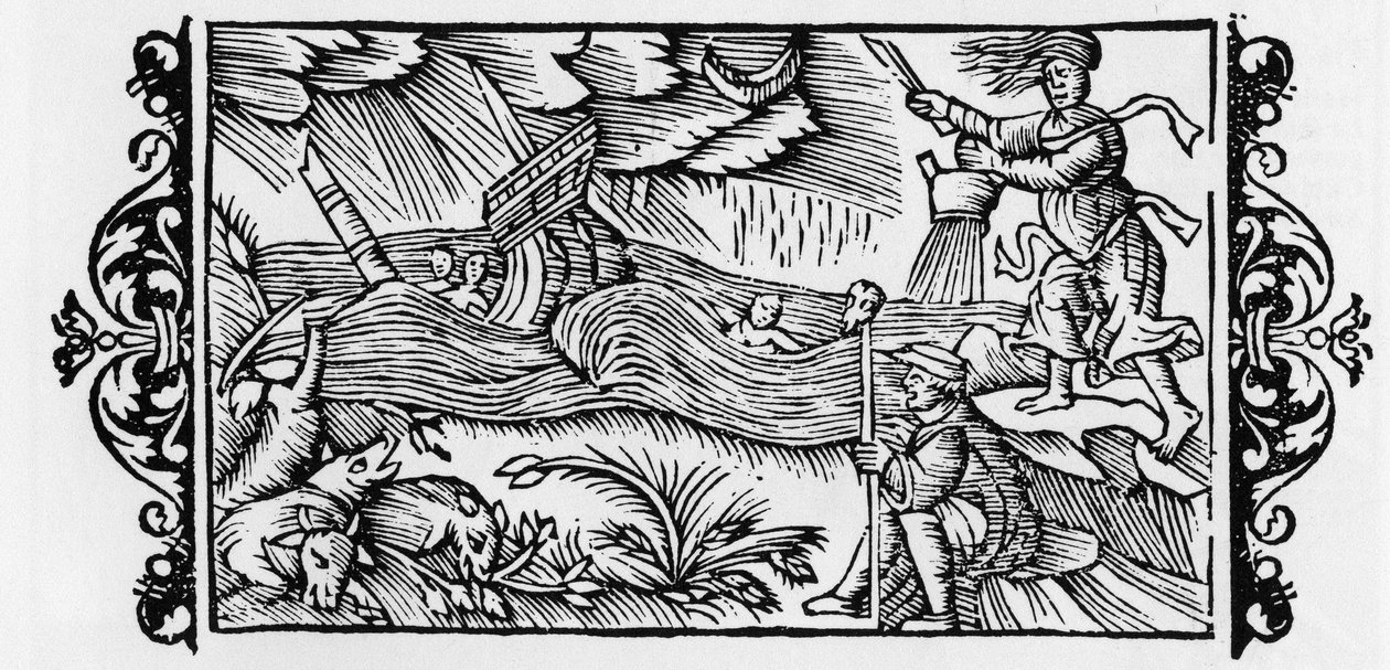 Feiticeiro desvendando um Tempete - in "Historia de Gentibus Septentrionalibus" (História dos povos do Norte) por Olaus Magnus, Roma 1555 de Unknown artist