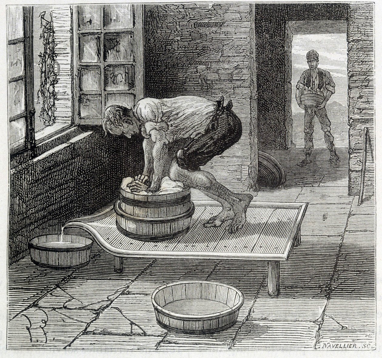 Trabalho do Tomme por um queijeiro de Auvergne - in "As maravilhas da indústria" de Louis Figuier de Unknown artist