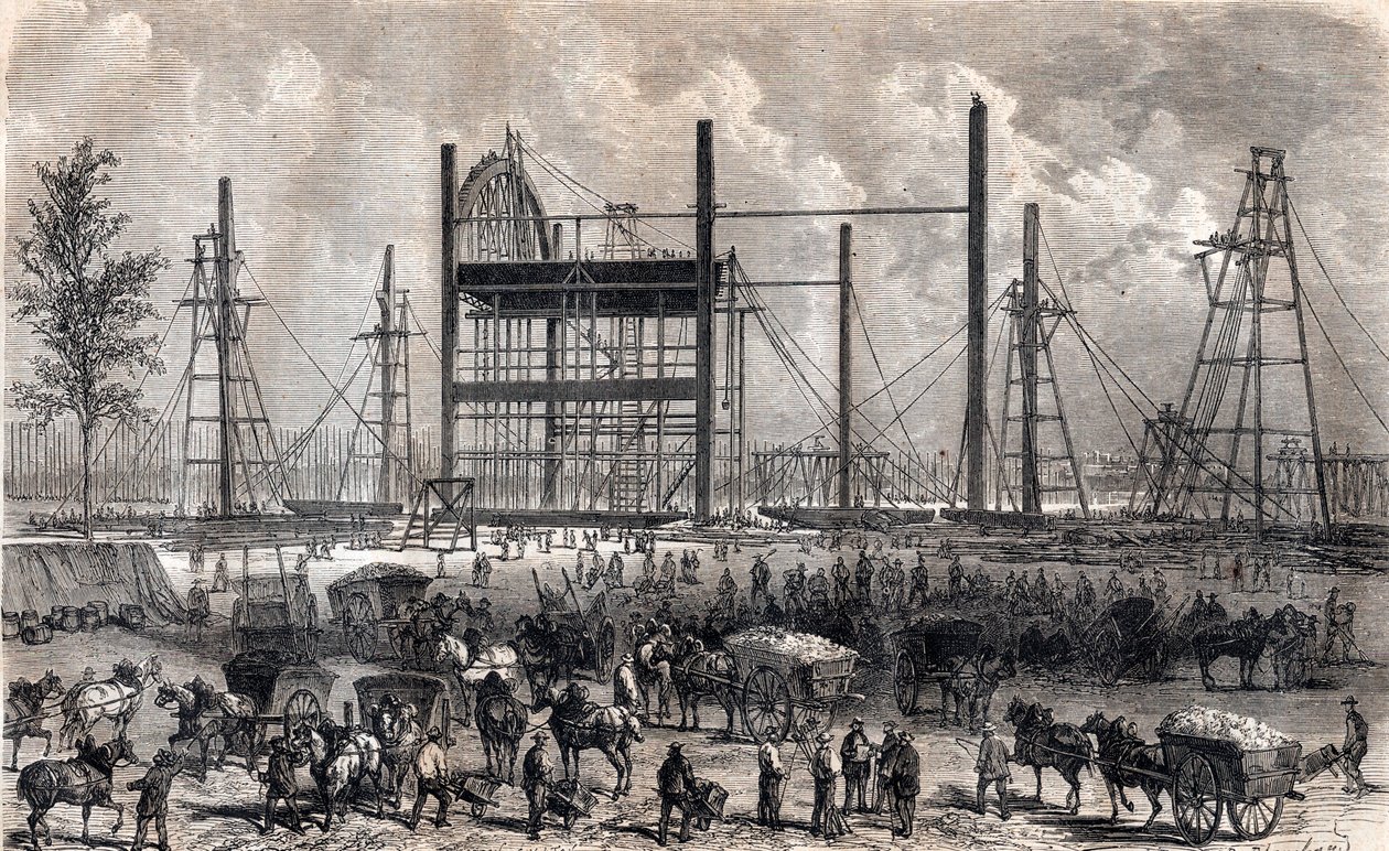 Obras do Campo de Marte em Paris, no final de Abril de 1866 - gravura de 1867 de Unknown artist