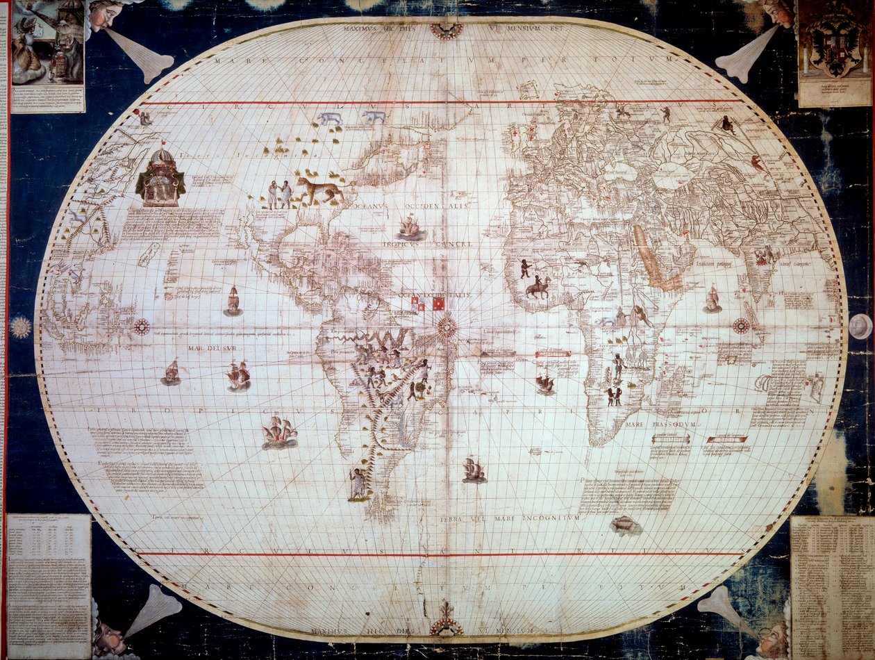 Mapa mundial do navegador Sebastiano Caboto (Sebastien Cabot) (1476-1557) 1544. Paris, B.N. de Unknown artist