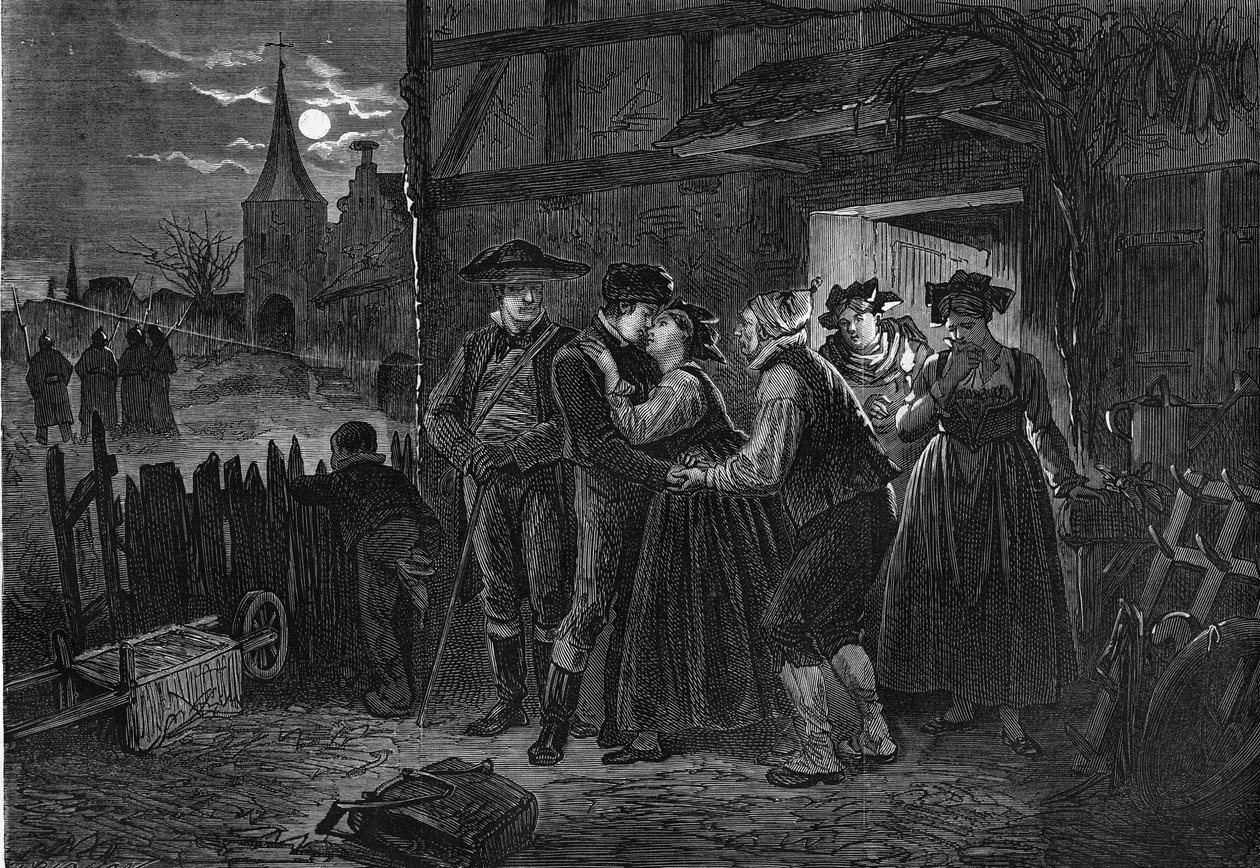 Os jovens alsacianos emigraram para escapar ao serviço militar prussiano. de Unknown artist