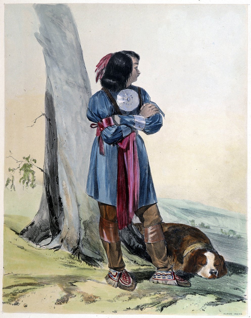 Young Indian Huron and His Dog - in "Shyth