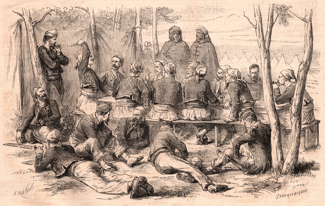 Grupo Zouave descansando no acampamento de Chalons de Unknown