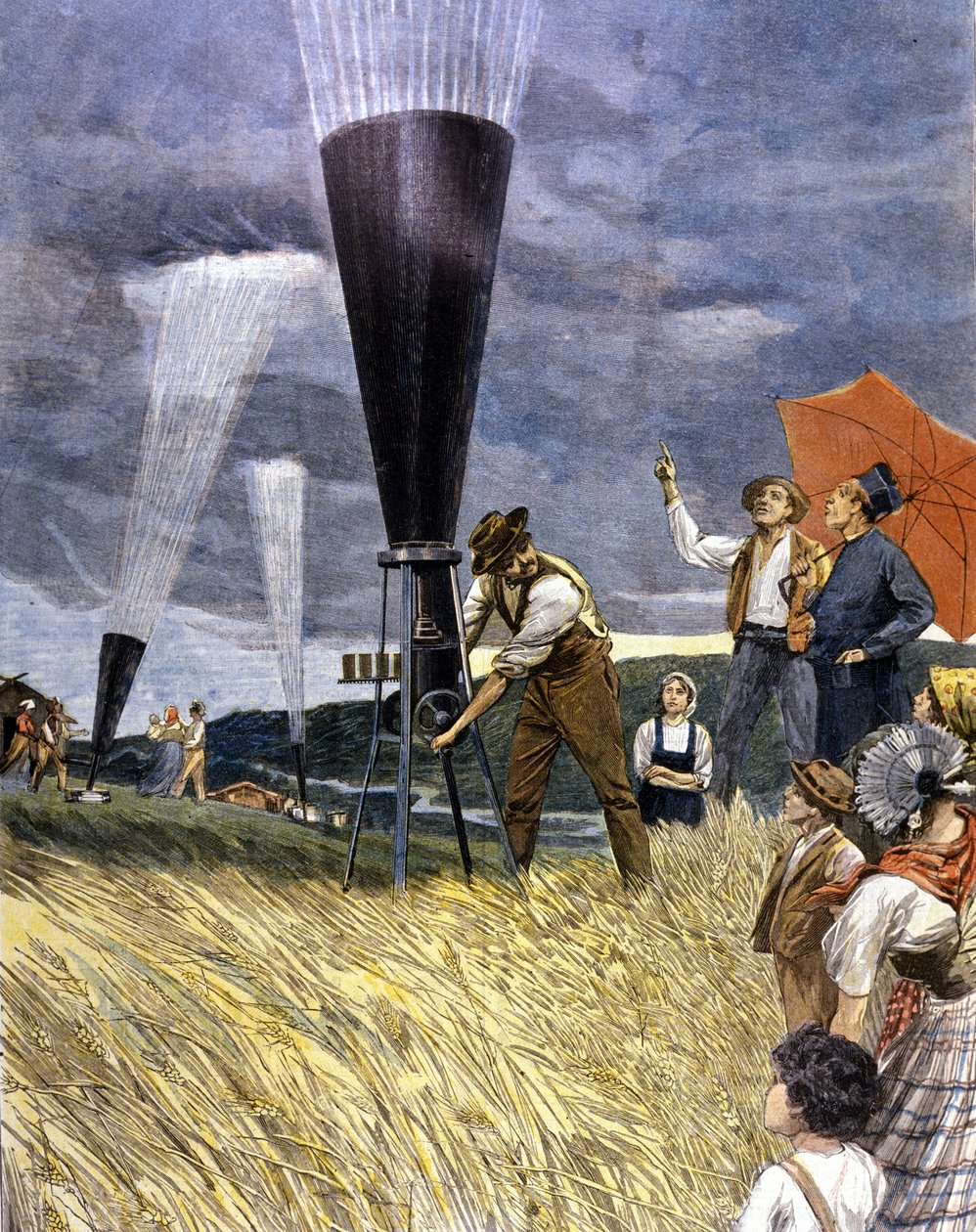 barril contra o granizo dos viticultores na Itália em 1899. de Unknown artist