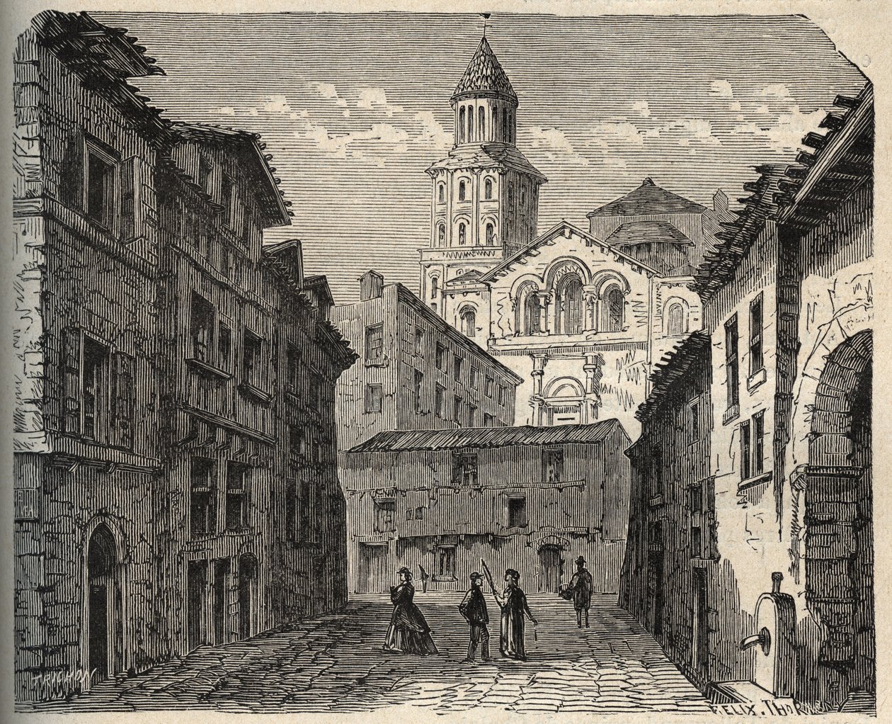 cathedrale Saint-Front - Perigueux - Dordogne - França - (Saint Front) gravura em "PATRIE" - DESCRIÇÃO PECTUREQUIREQUE DE LA FRANCE EN 6 VOLUES BY LUCIEN HUARD - final do século XIX de Unknown artist