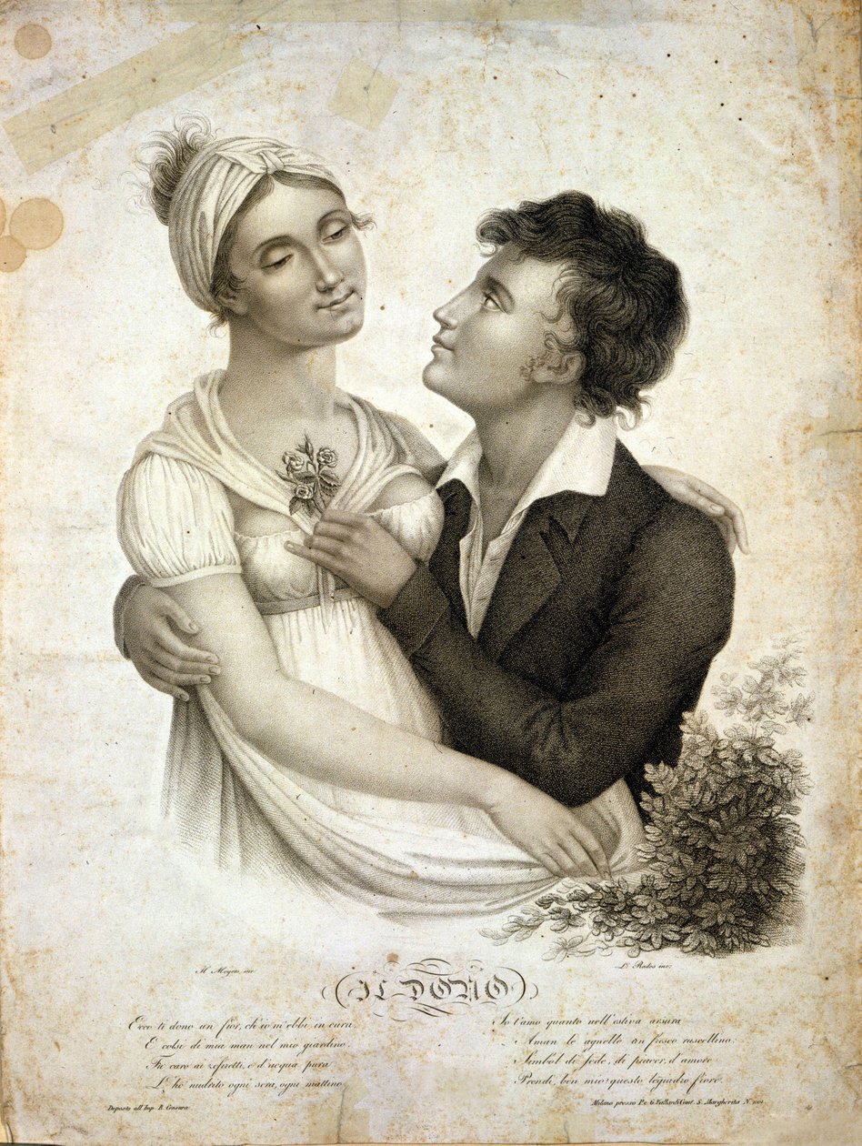 cena de gênero representando um casal de Unknown artist