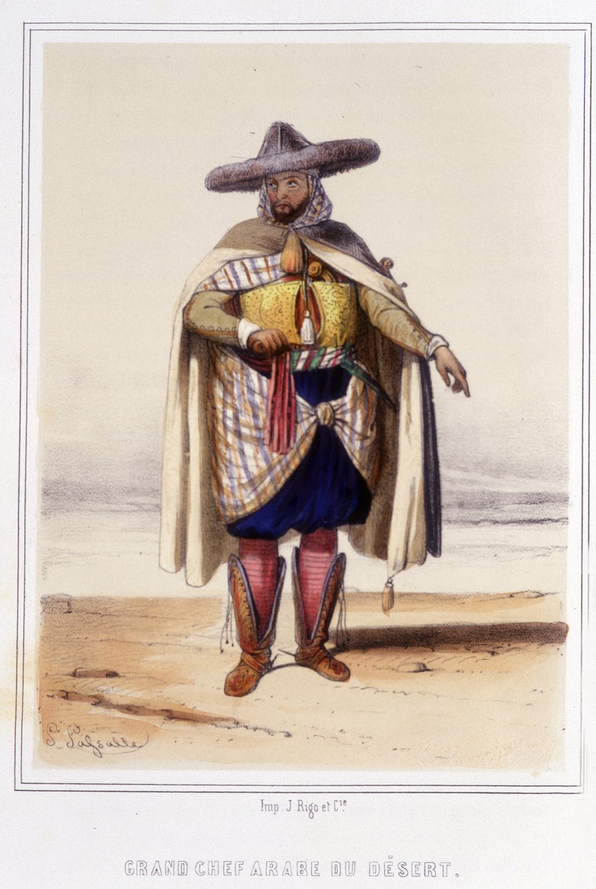 grande chef árabe do deserto durante a segunda metade do século XIX. de Unknown artist