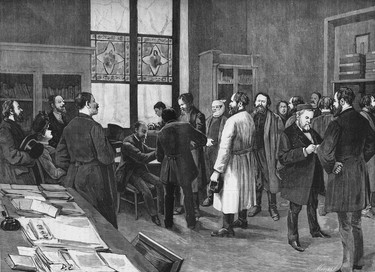 no gabinete de Louis Pasteur, em 1886. de Unknown artist
