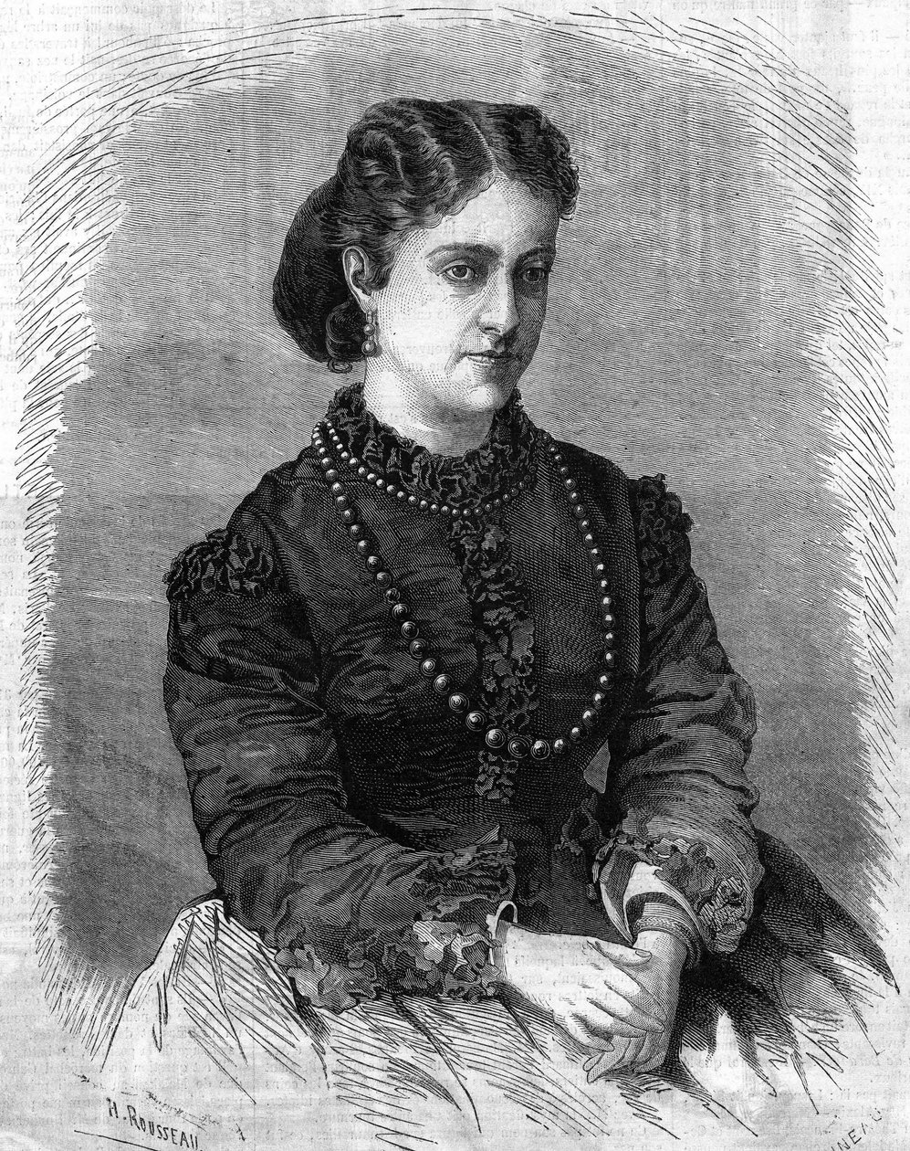 retrato de Adelina Patti. Cantora italiana (1843 a 1919) Gravura de 1864. de Unknown artist