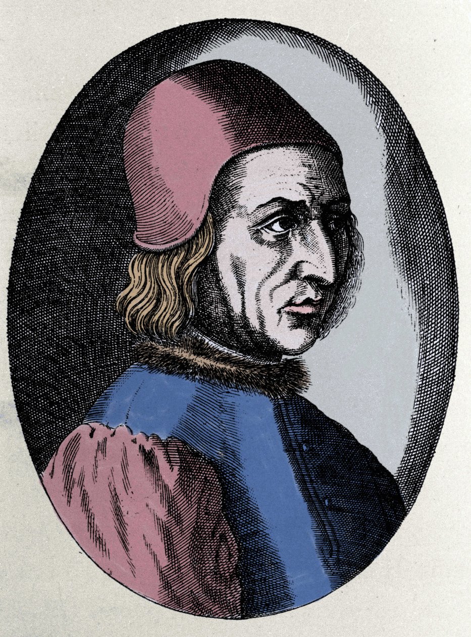 retrato de Angelo Poliziano ((Anjo da Polícia) humanista italiano 1454-1494. in "Virorum Doctorum effigies" de Filippo Galli de Unknown artist