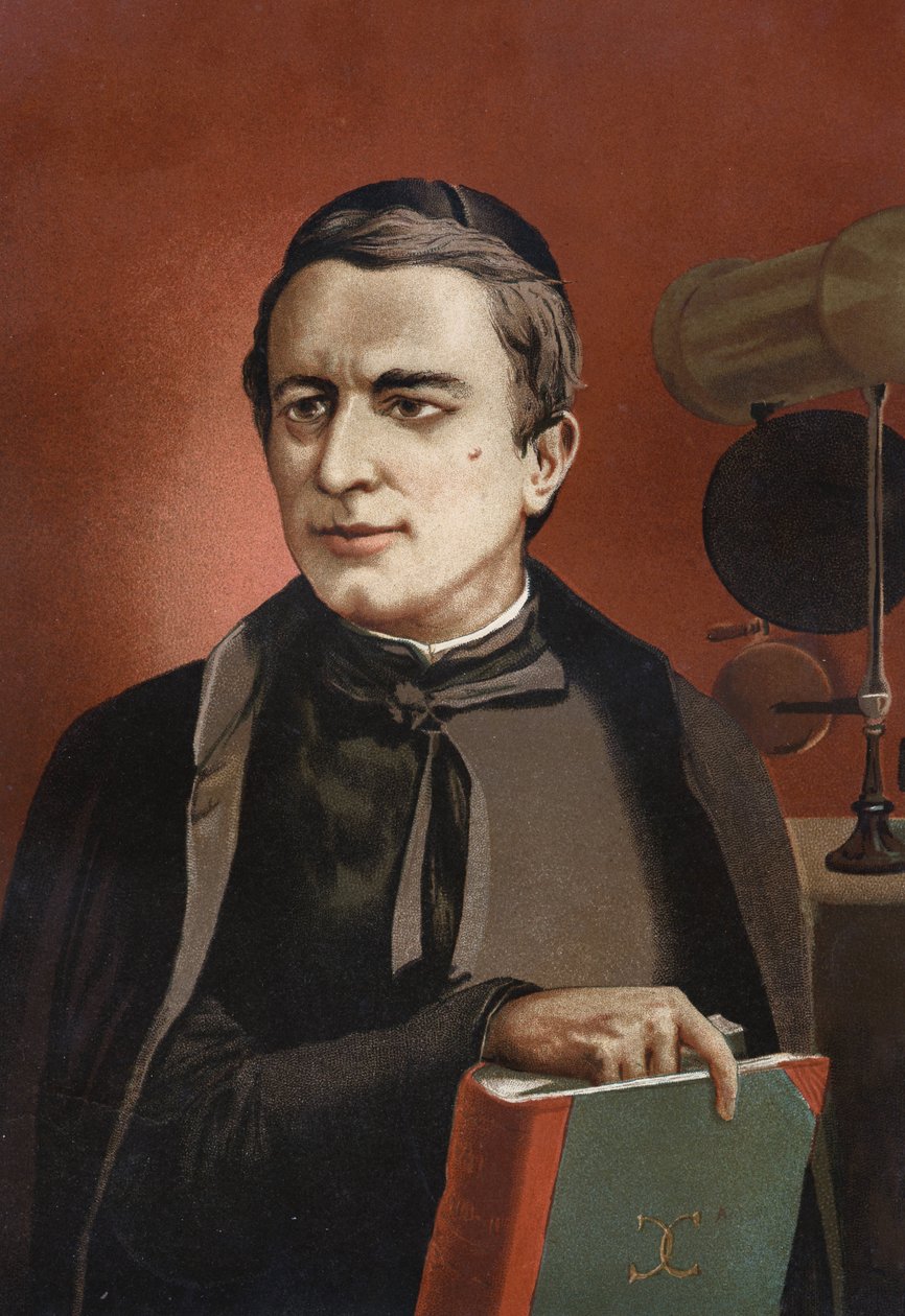 Retrato de Angelo Secchi, astrônomo italiano (1818 - 1878), fundador da espectroscopia. baseado em hombres y Mujeres celebres. Barcelona 1877. de Unknown artist
