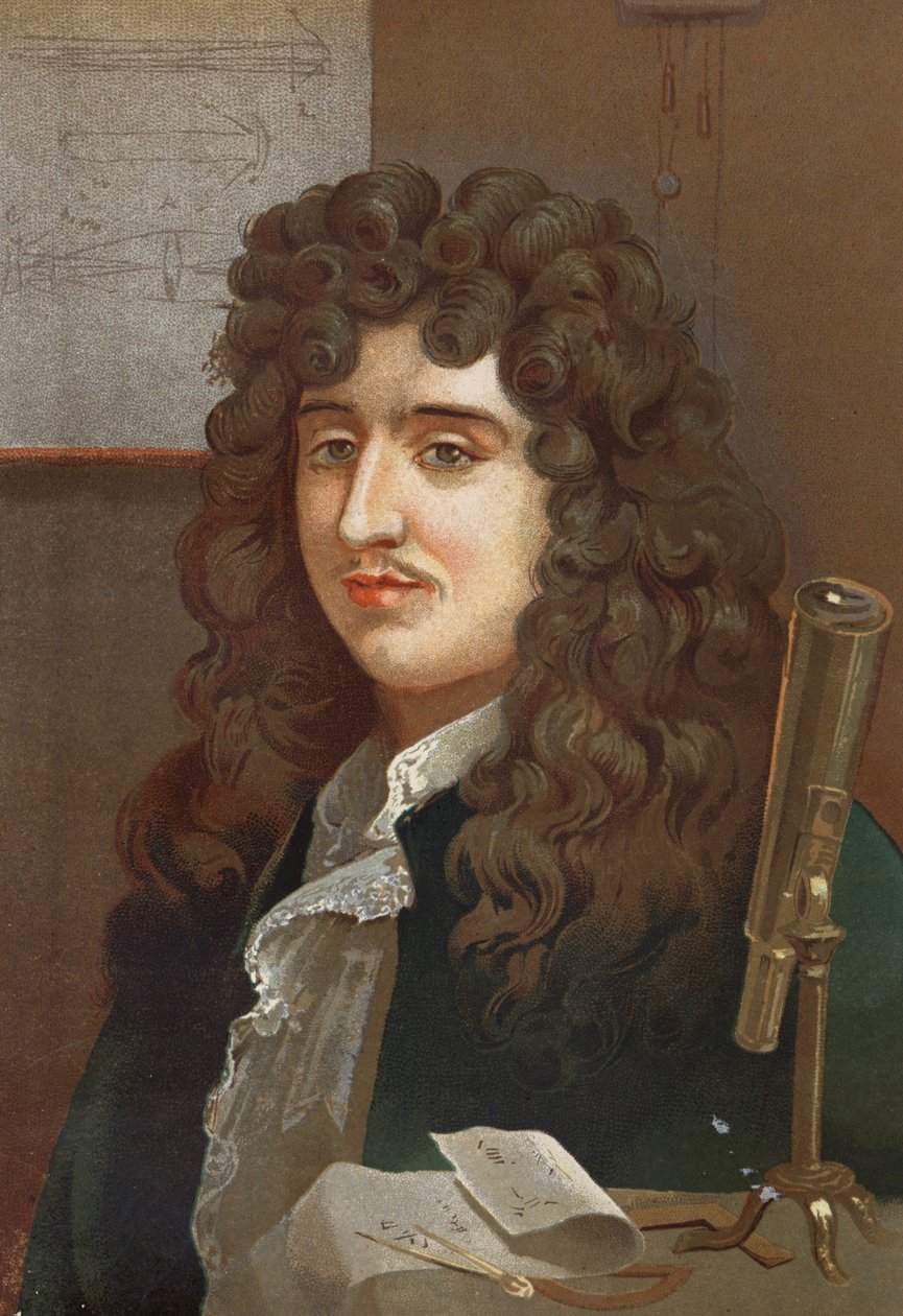 retrato de Christiaan Huygens.físico e matemático holandês (1629 a 1695) depois de "La Ciencia y sus Hombres" de Louis Figuier. Barcelona 1881 de Unknown artist