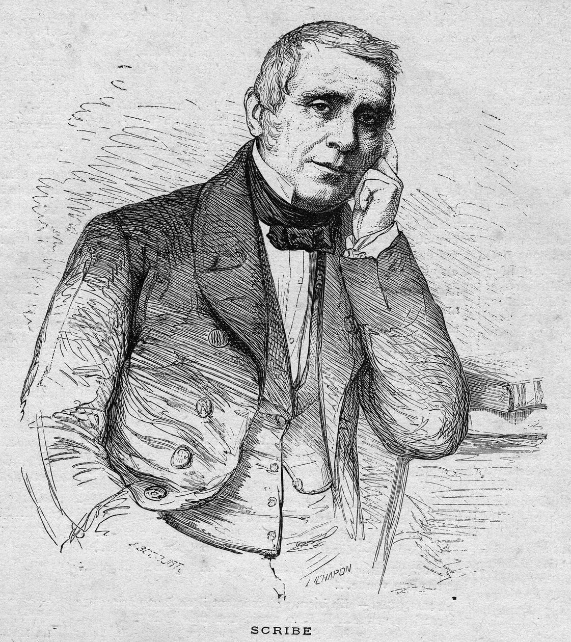 retrato do Escriba Eugène. Autor dramático francês (1791 a 1861) gravura de 1892 de Unknown artist