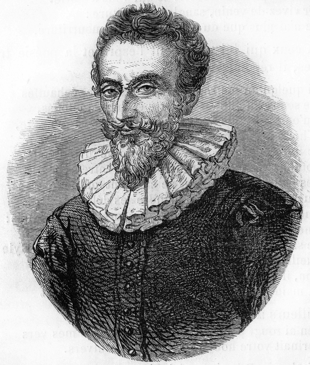 retrato de François de Malherbe.poeta francês (1555 a 1628). gravura de 1866. de Unknown artist