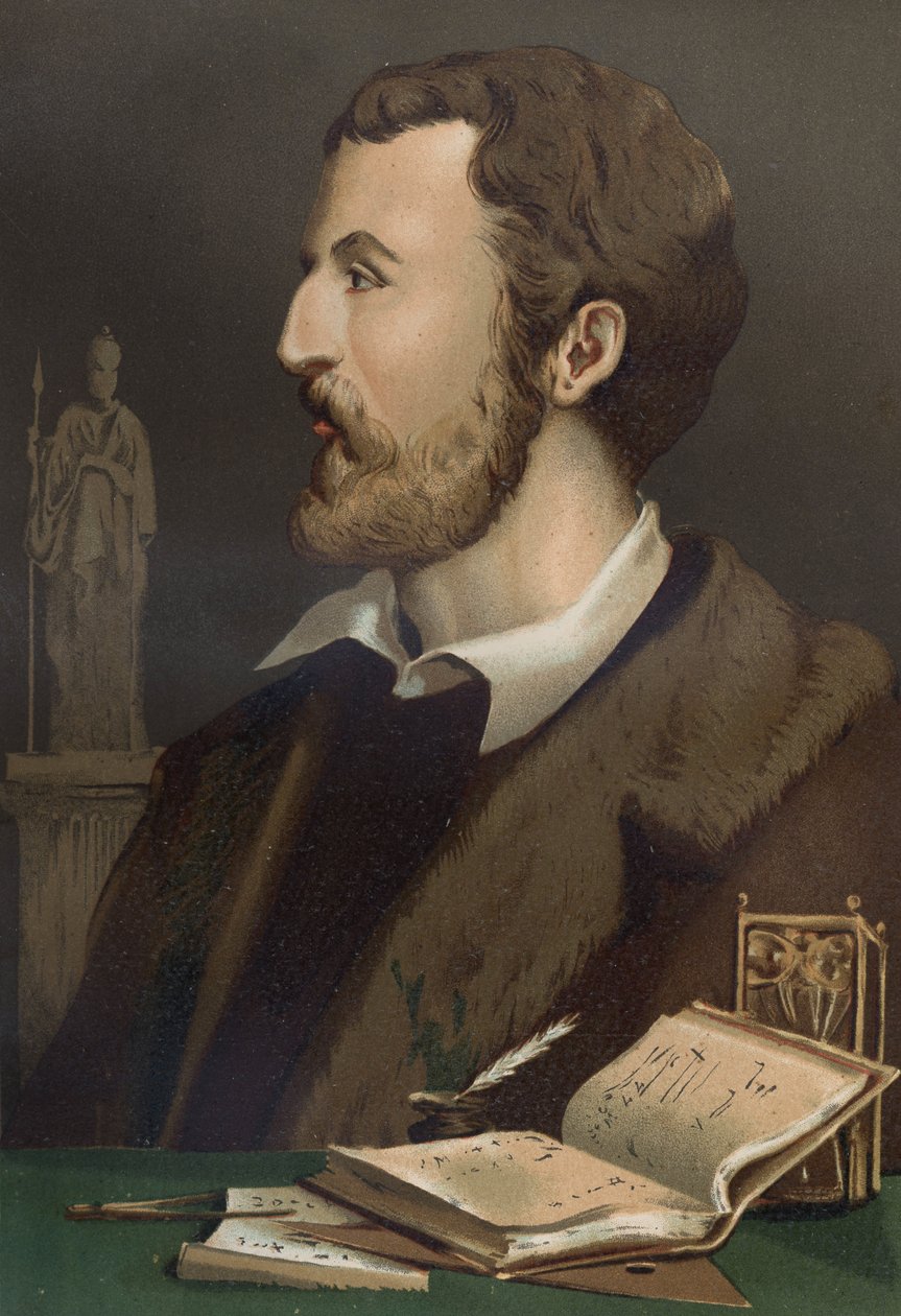 retrato de Jerome Cardan em italiano Gerolamo Cardano (Cardanus Hieronymus) Medecin, matemático, filósofo e astrólogo italiano (Pavia de Unknown artist