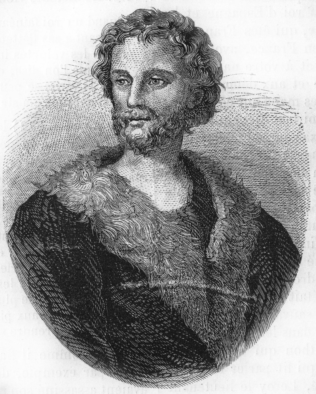 retrato de Mathurin Régnier. Poeta francês (1573 a 1613) Gravura de 1866. de Unknown artist