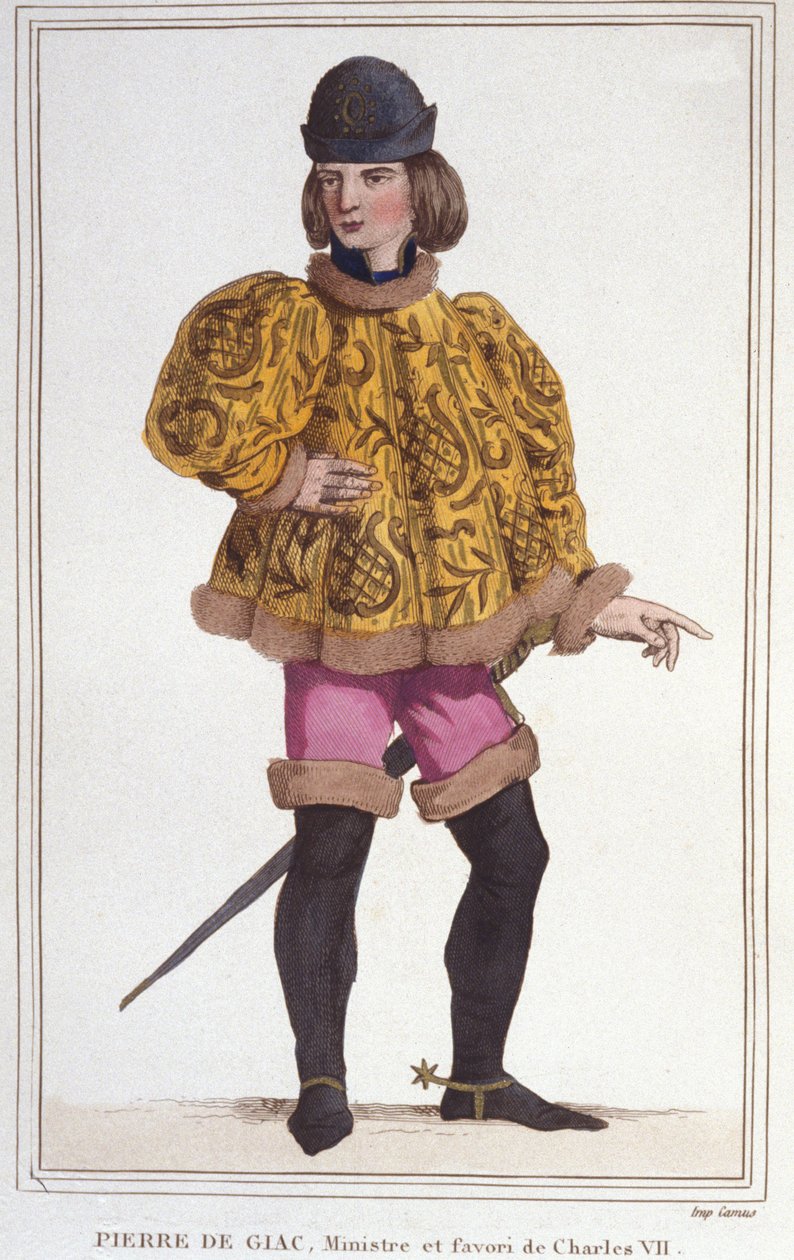 retrato de Pierre de Giac, favorito de Carlos VII, Ministro e Superintendente de Finanças. Gravura a partir de 1830 de Unknown artist
