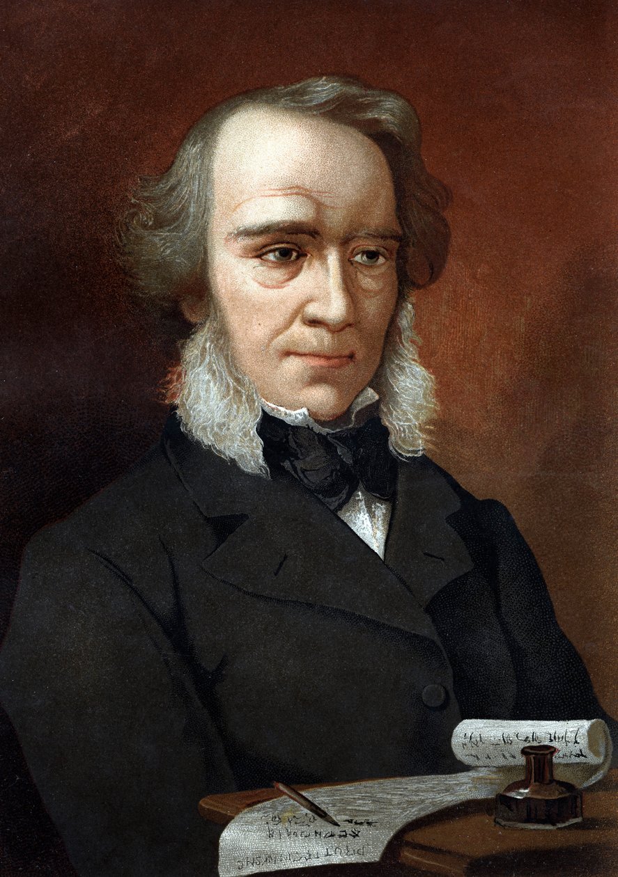 retrato de Richard Cobden. Economista e político britânico (1804 a 1865).depois de "La Ciencia y sus Hombres de Louis Figuier" Barcelona 1881 de Unknown artist