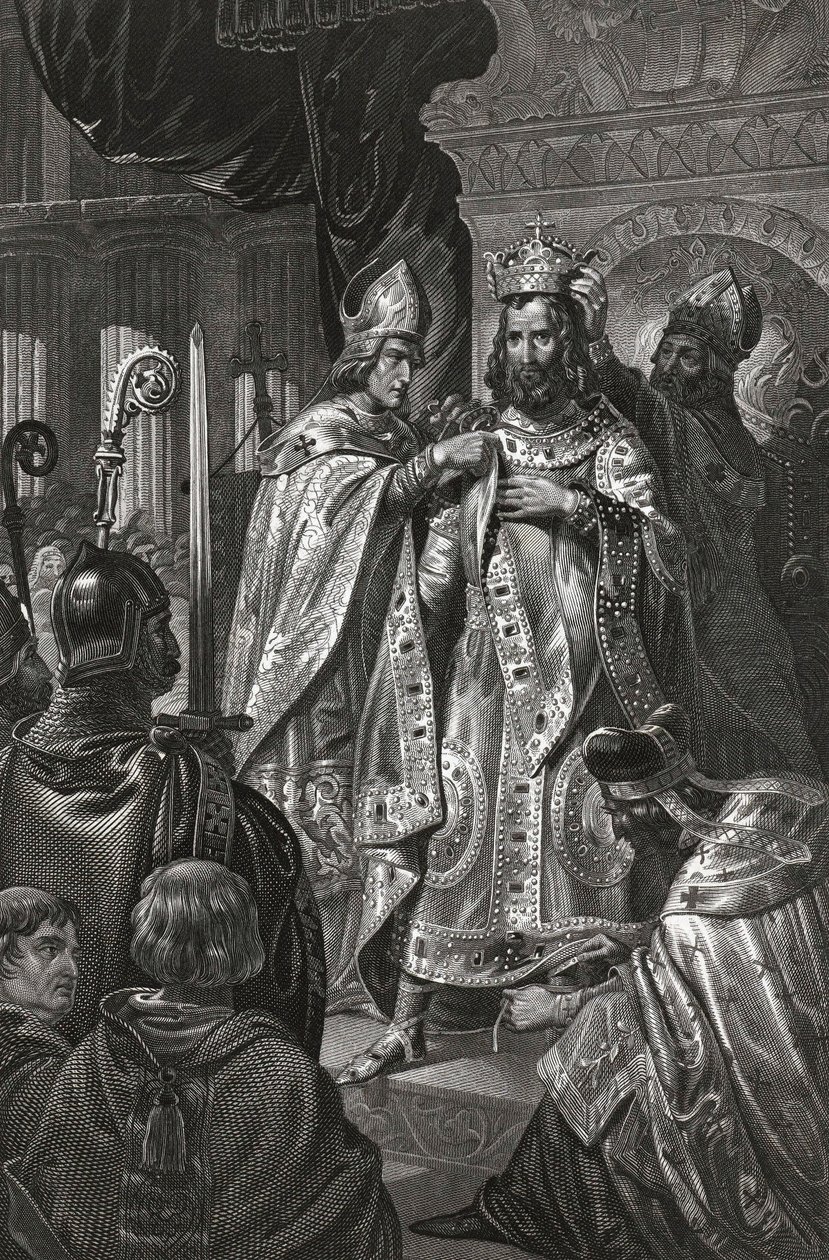 sacre de Baudouin de Boulogne dit Baudouin Ier (v. 1065-1118), roi de Jerusalem - A coroação de Balduíno I no dia de Natal 1100 par Anônimo de Unknown artist