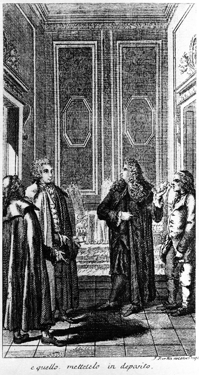 a prisão do libertino Giacomo Casanova (1725-1798) aventureiro e escritor italiano. A gravura do século XIX de Unknown artist