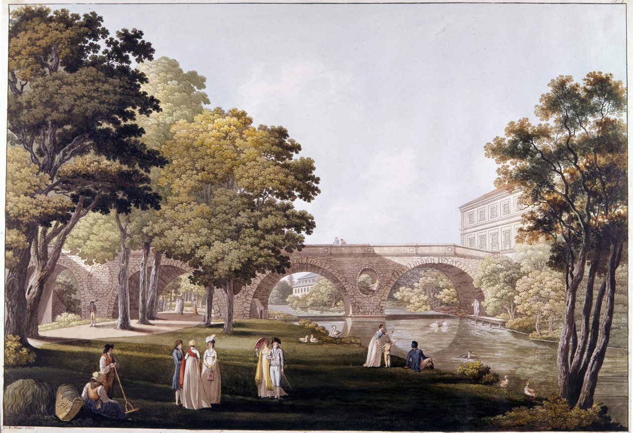 o parque do castelo da cidade de Weimar (Alemanha). de Unknown artist