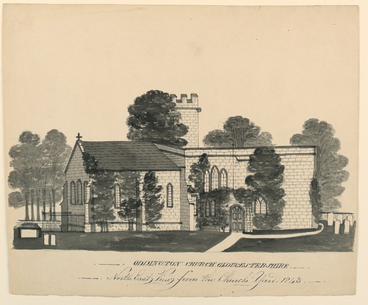 Oddington Church Yard, Gloucestershire, North East View de Unknown, English
