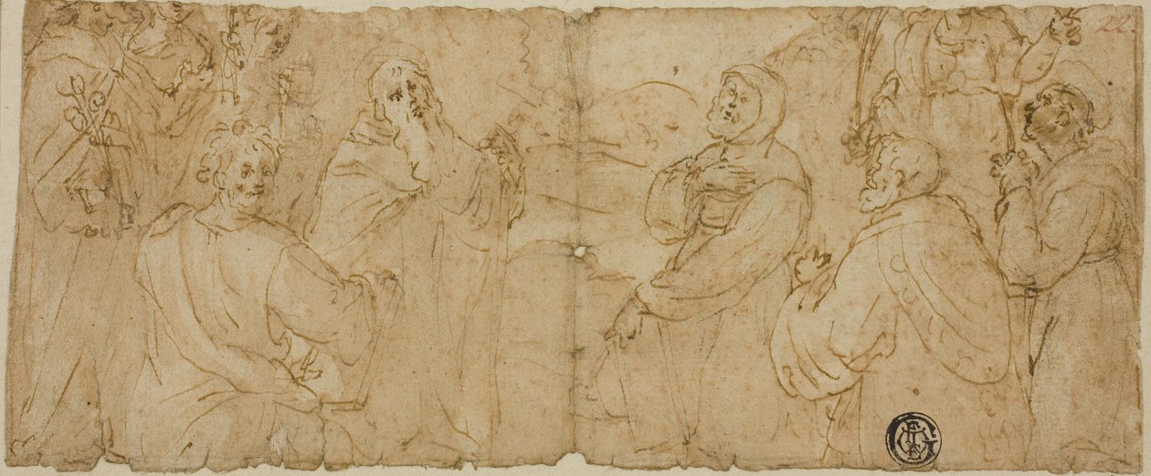 Santos franciscanos em adoração de Unknown Florentine