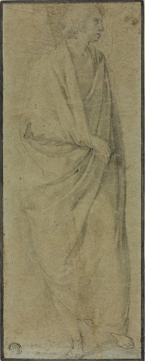 Figura masculina drapeada em pé de Unknown Florentine