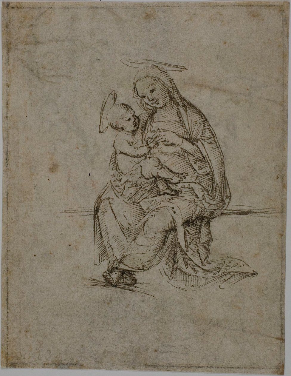 Virgem e Menino (frente); Putti (verso) de Unknown Florentine