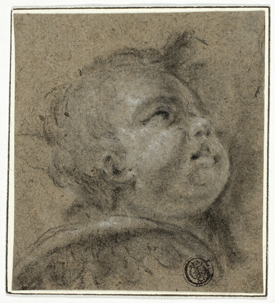 Rosto virado para cima do Putto de Unknown Italian