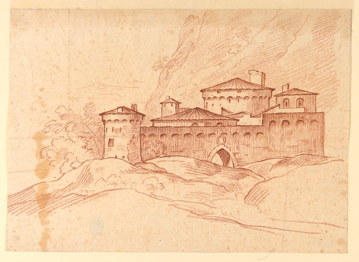 Desenho, Castelo nas montanhas, 1810-1830 de Unknown artistUnknown artist