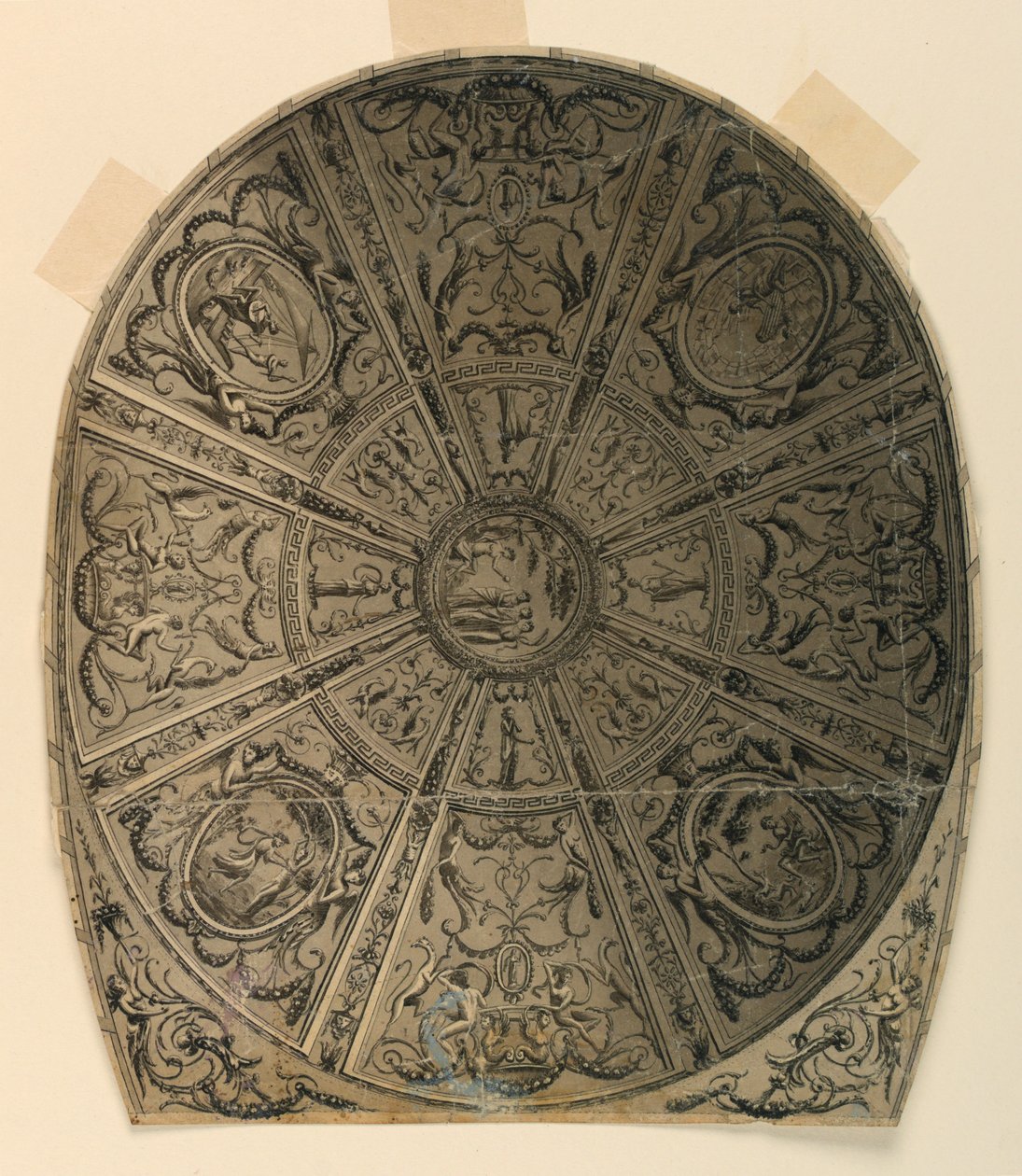 Desenho, Desenho de teto: Decoração para teatro, ca. 1790 de Unknown artistUnknown artist