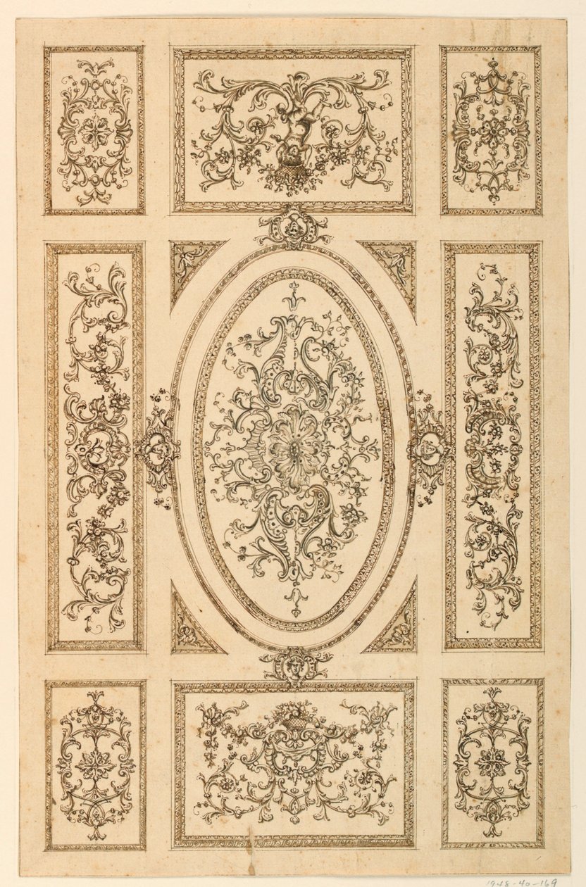 Desenho, Desenho de teto, ca. 1750 de Unknown artistUnknown artist
