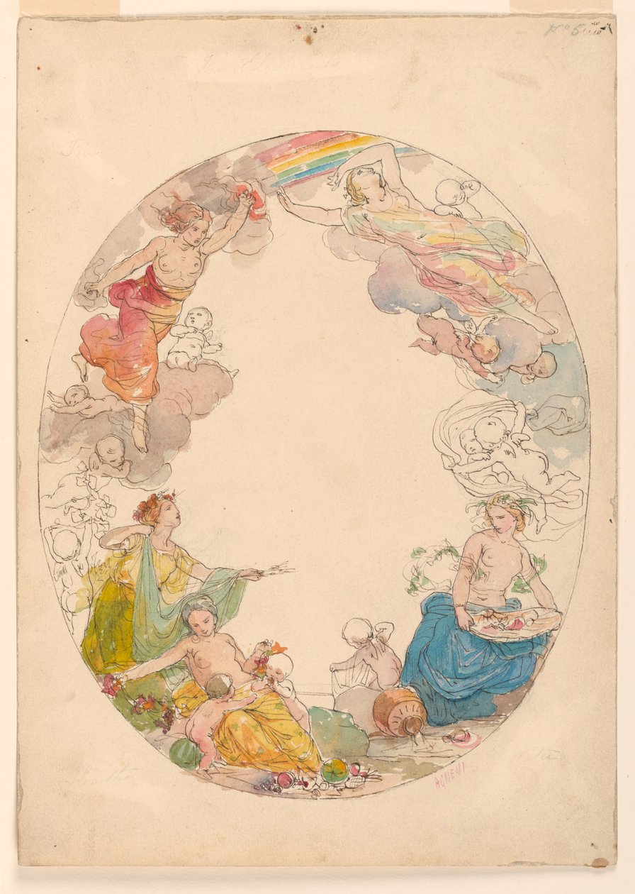 Desenho, pintura de teto, "Os Elementos", ca. 1870 de Unknown artistUnknown artist