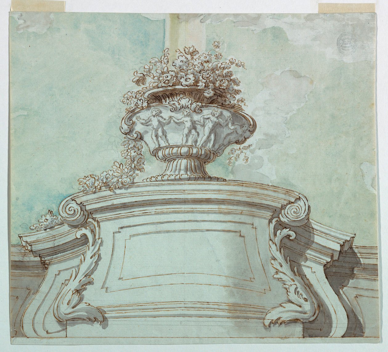 Desenho, Painel central para um teto, 1750-1800 de Unknown artistUnknown artist