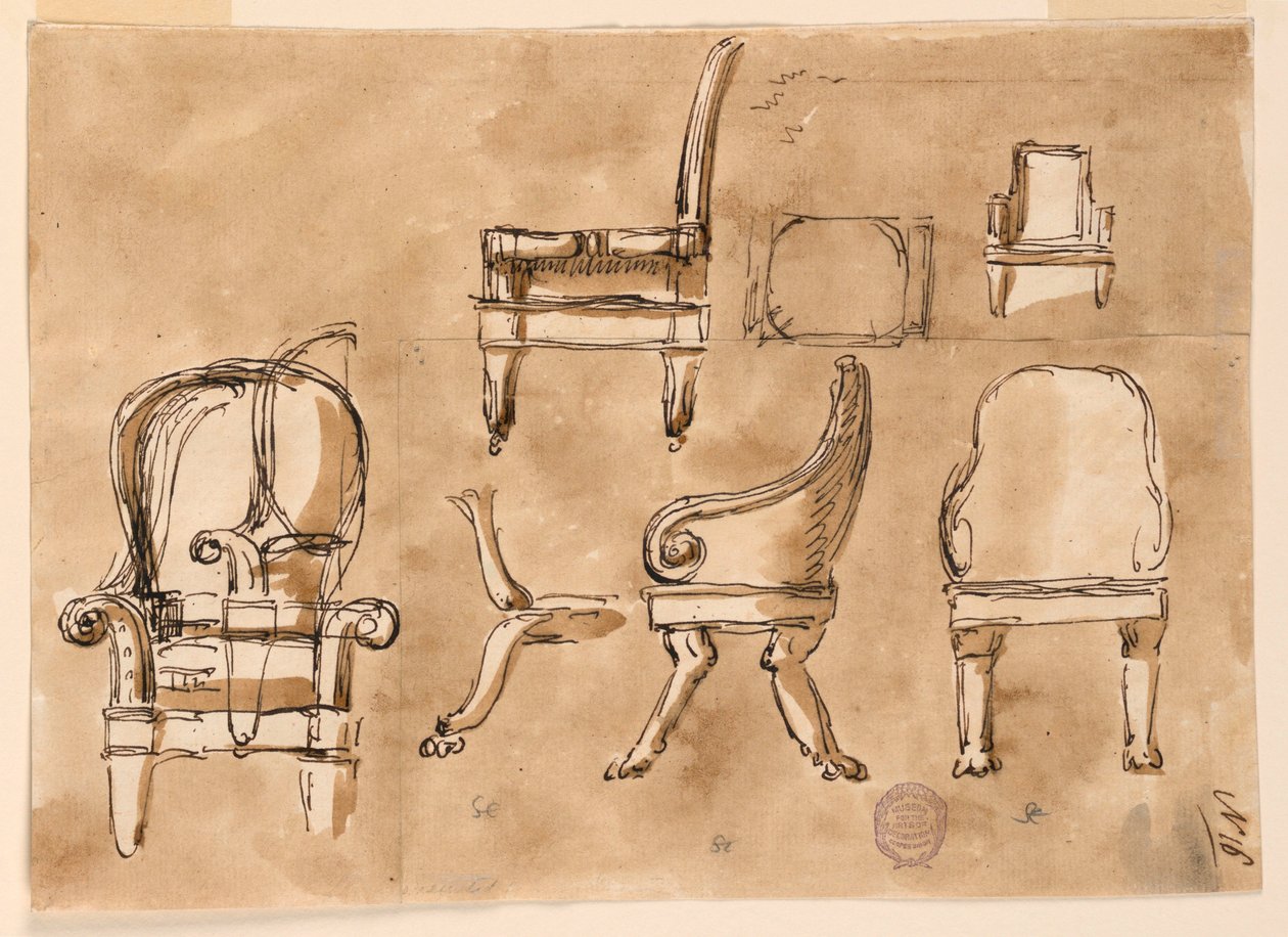 Desenho, Cadeiras, ca. 1800 de Unknown artistUnknown artist