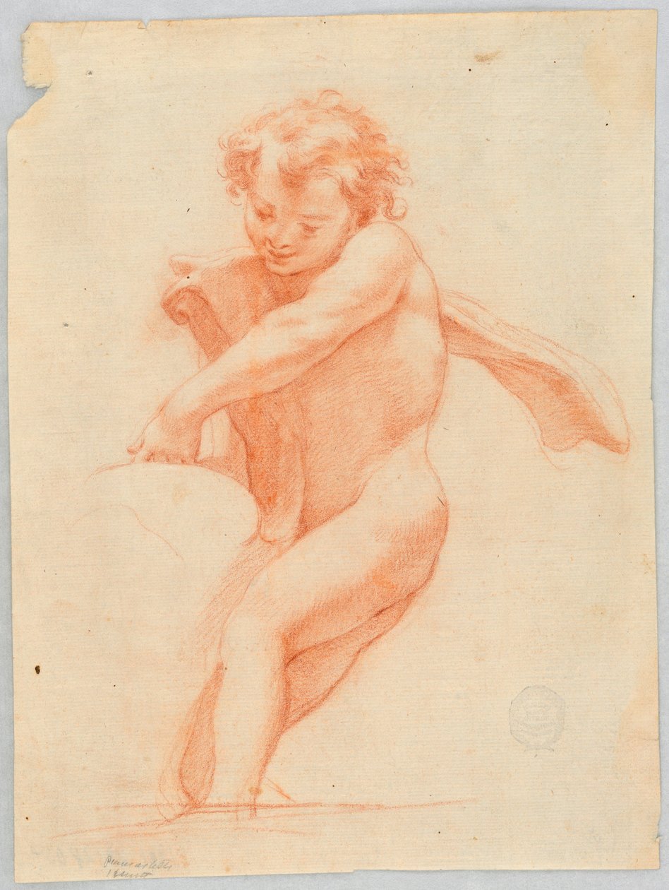 Desenho, Criança a apoiar um objeto ou estrutura, 1750-1800 de Unknown artistUnknown artist