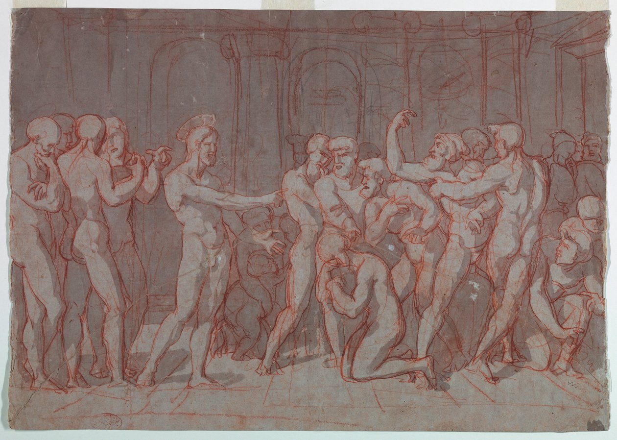 Desenho, Cristo e a mulher adúltera, ca. 1800 de Unknown artistUnknown artist
