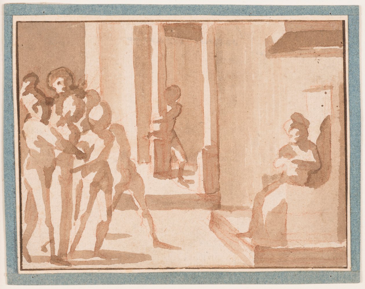 Desenho, Cristo diante de Caifás, 1550-1600 de Unknown artistUnknown artist