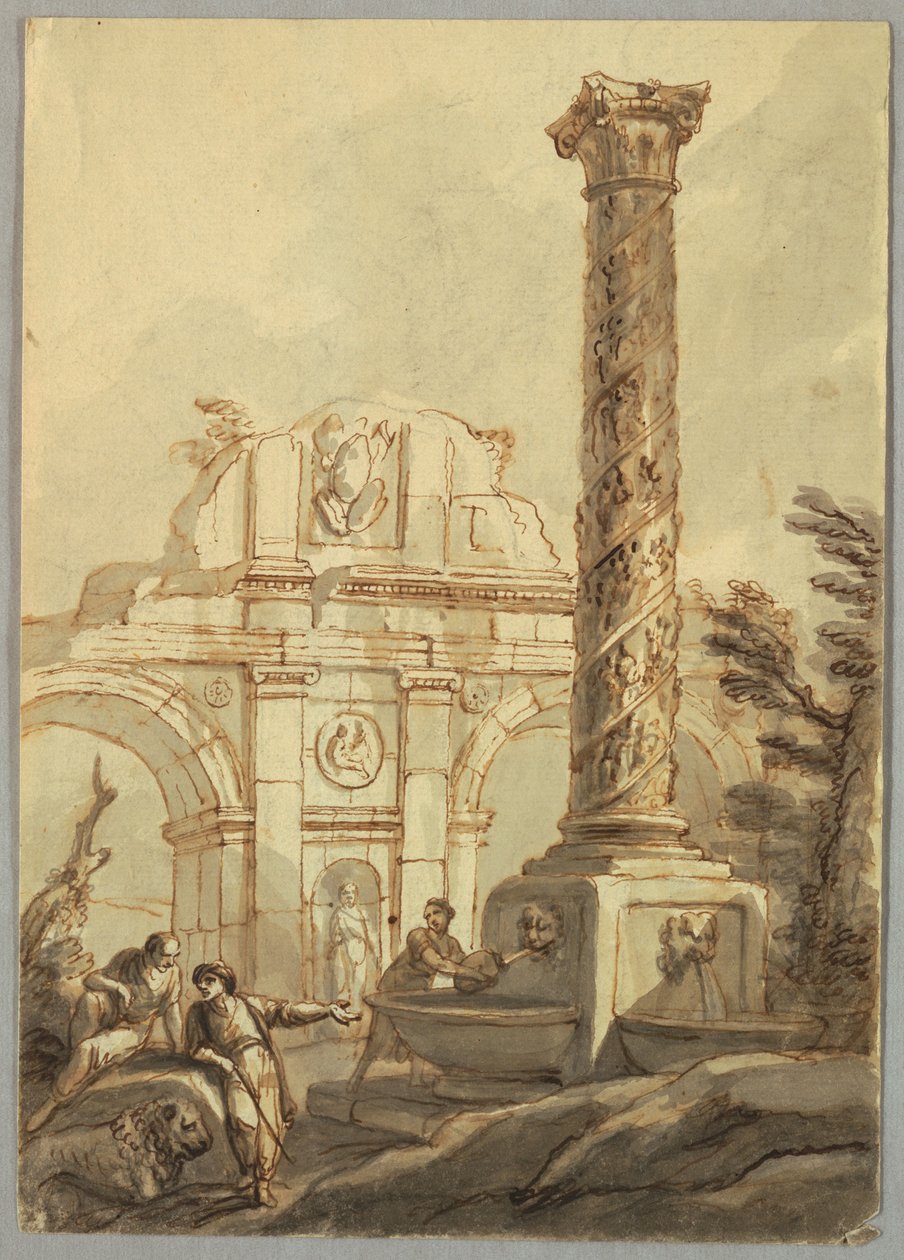 Desenho, Ruínas Clássicas, ca. 1750 de Unknown artistUnknown artist