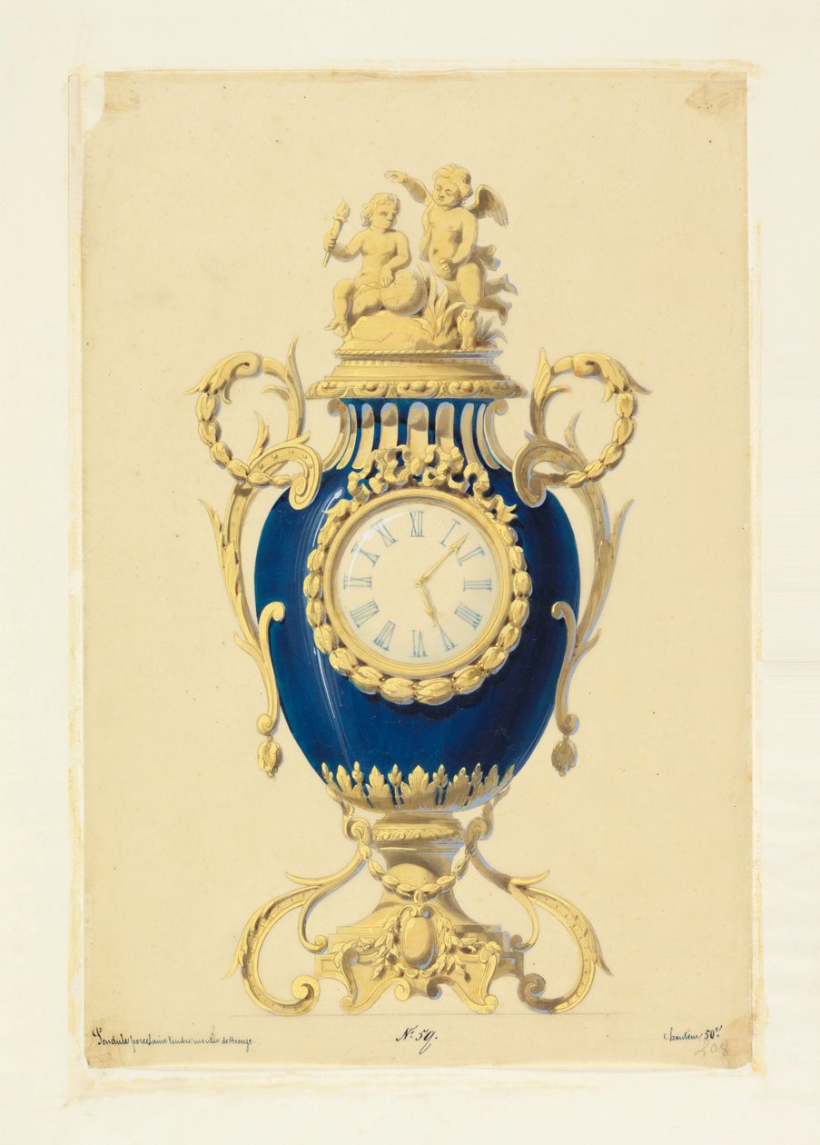 Desenho, Relógio numa Porcelana, ca. 1855 de Unknown artistUnknown artist