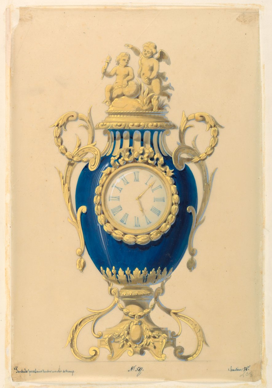 Desenho, Relógio numa Porcelana, ca. 1855 de Unknown artistUnknown artist