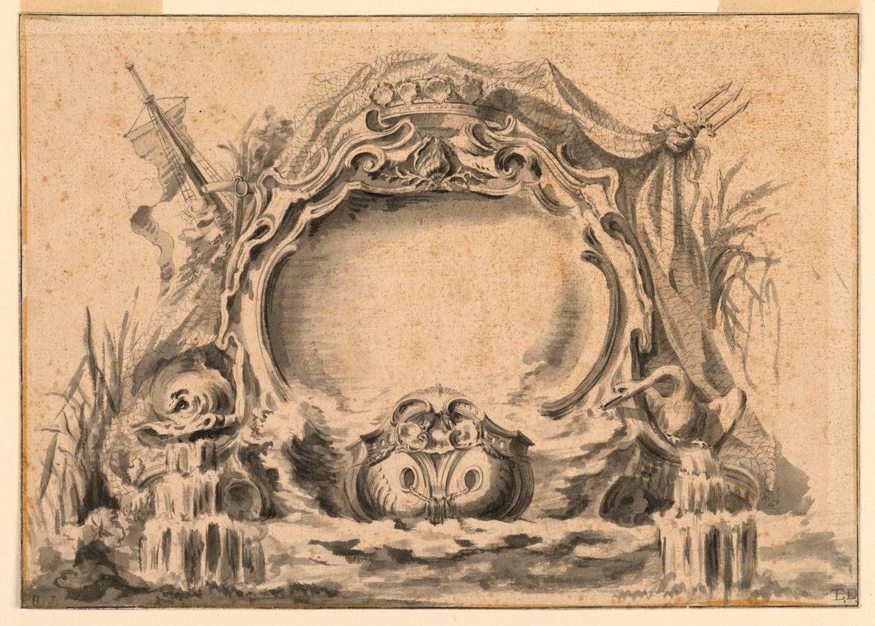 Desenho, Cópia de um escudo de uma das publicações de fetes, ca. 1740 de Unknown artistUnknown artist